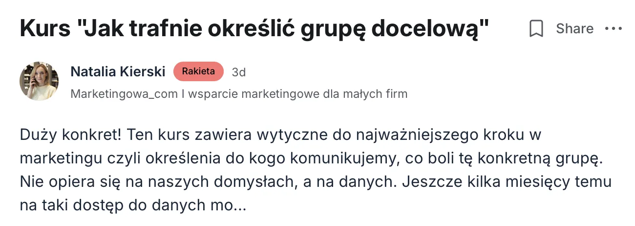Opinia kursanta