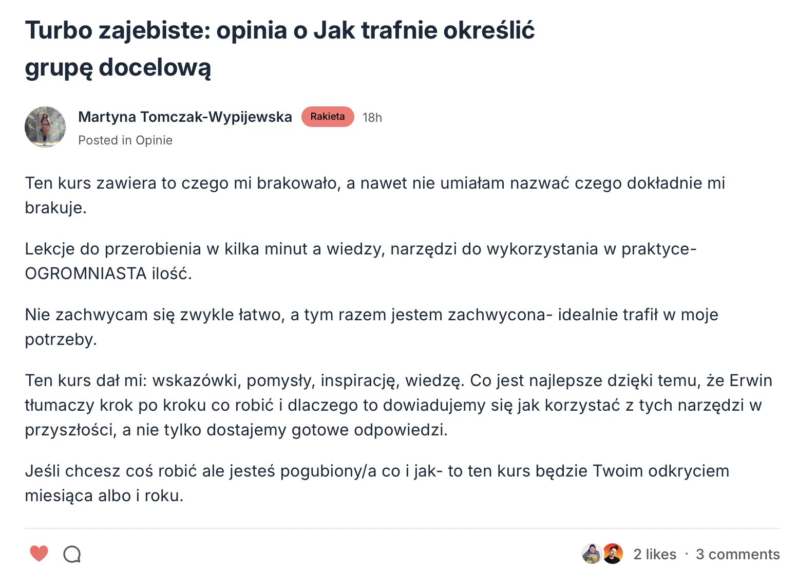 Opinia kursanta