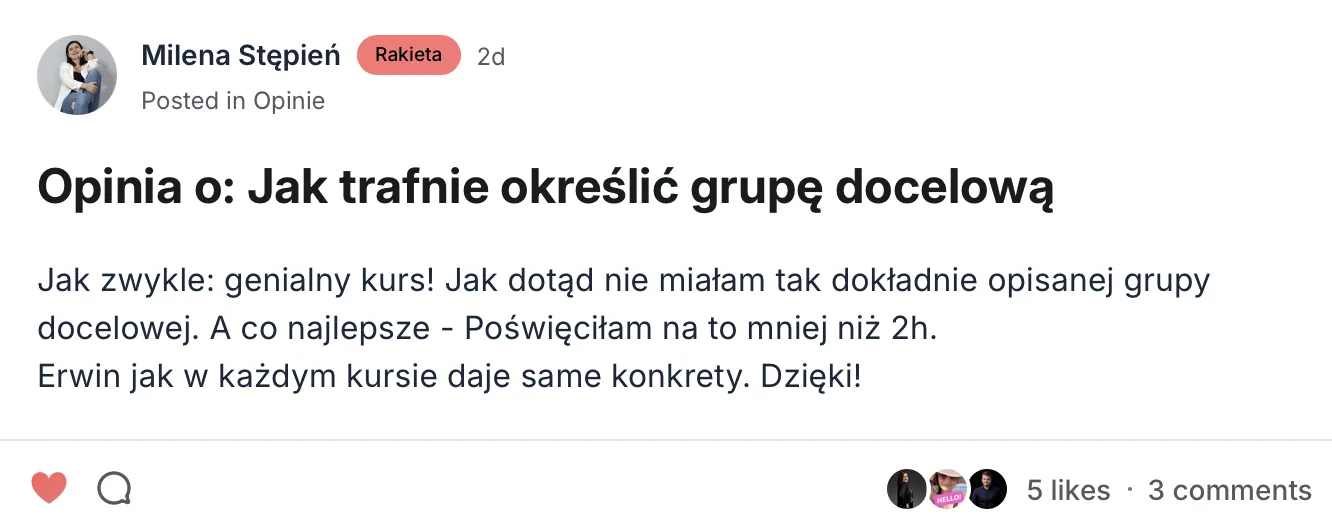 Opinia kursanta